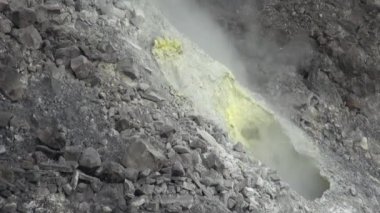 Yangmingshan Ulusal Parkı 'nın merkezindeki Qixing Dağı' nda, Datun Volkan Grubu 'nun en yüksek dağı olan sülfür içeren fümeroleler.
