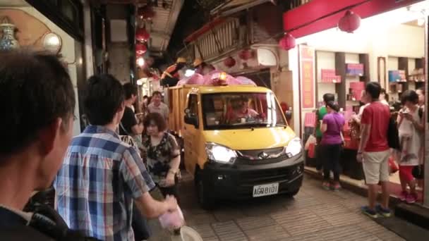 Jiufen Taiwan Ottobre 2015 Trash Truck Nigth Market Jiufen Old — Video Stock