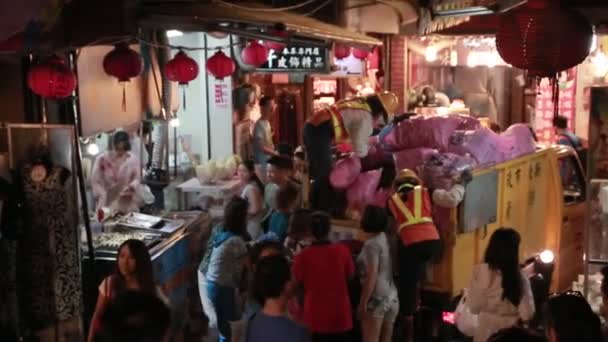 Jiufen Tajwan Października 2015 Śmieciarka Nigth Rynku Jiufen Old Street — Wideo stockowe