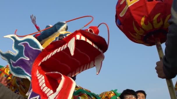 Miaoli Taiwan Février 2017 Mouvement Lent Tête Dragon Whith Ciel — Video