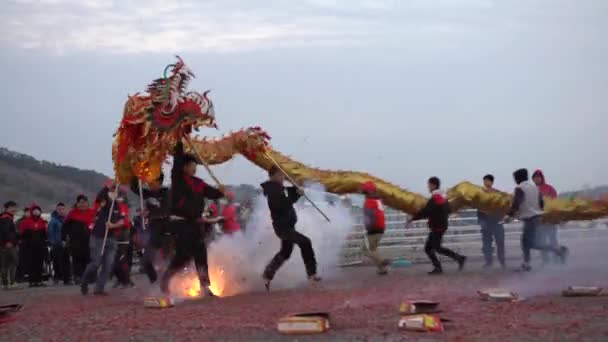 Miaoli Taiwan Fevereiro 2017 Festival Taiwan Hakka Dragon Bombing Dance — Vídeo de Stock