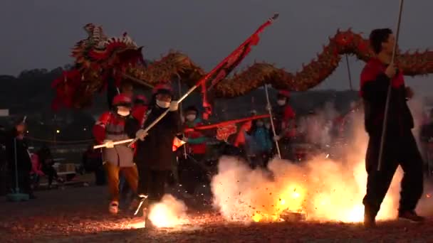 Miaoli Taiwan Fevereiro 2017 Festival Câmera Lenta Taiwan Hakka Dragon — Vídeo de Stock