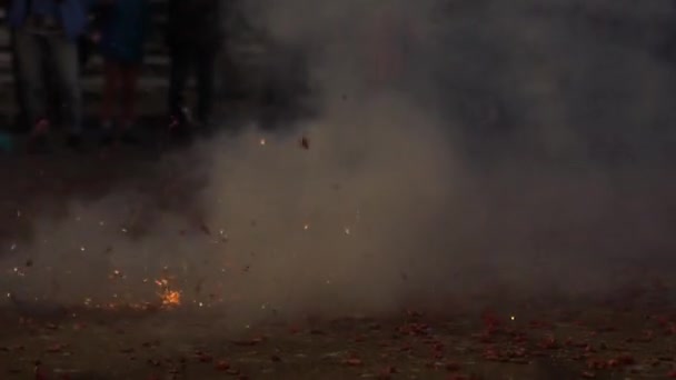 Festival Câmera Lenta Taiwan Hakka Dragon Bombing Dance Pessoas Dançar — Vídeo de Stock