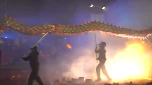 Miaoli Taiwan Febbraio 2017 Miaoli Hakka Lantern Festival Dragon Bombing — Video Stock