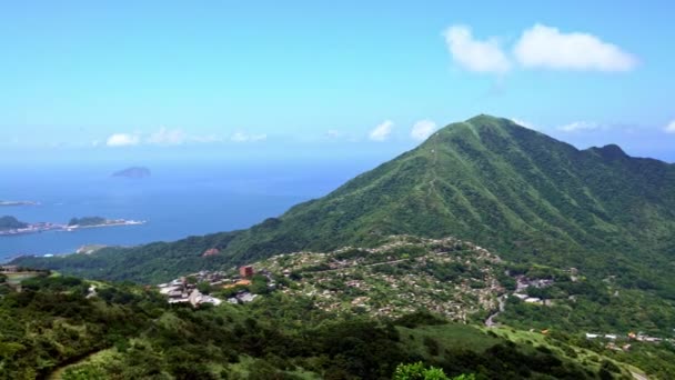 Flygfoto Över Keelung Hamn Och Berg New Taipei Stad Skönhet — Stockvideo