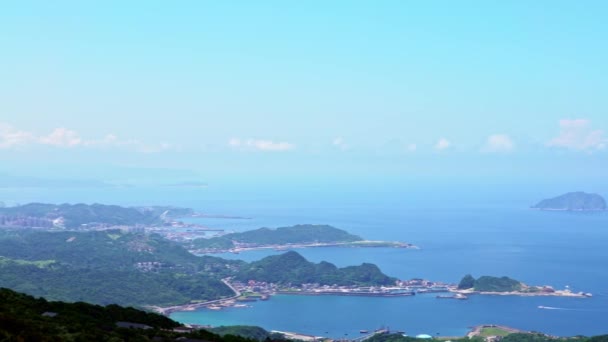 Vue Aérienne Port Keelung Montagne Dans Ville New Taipei Paysage — Video