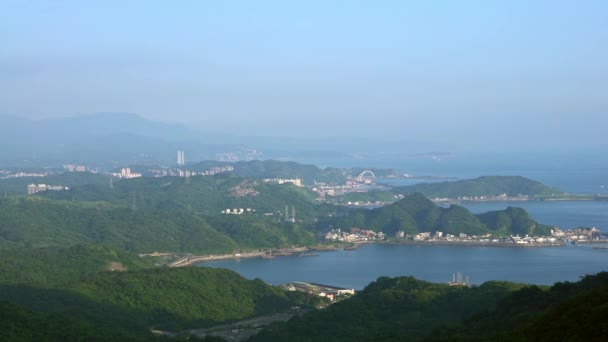 Verhoogd Uitzicht Keelung Shenao Fishing Harbor New Taipei Stad Schoonheidslucht — Stockvideo