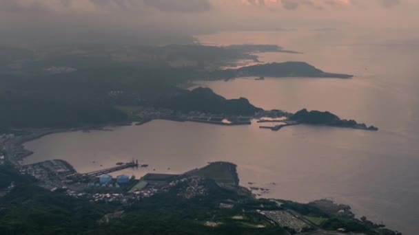 Timelapse Από Την Υπερυψωμένη Θέα Keelung Shenao Fishing Harbor Ηλιοβασίλεμα — Αρχείο Βίντεο