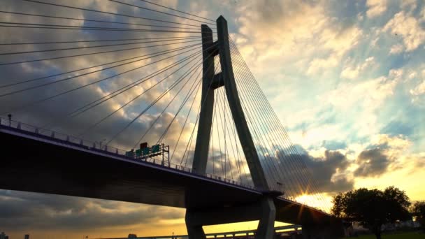 Τοπίο Του Όμορφου New Taipei Bridge Road Τοπίο Στο Sunset — Αρχείο Βίντεο