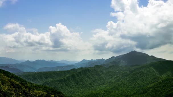 Timelapse Elevated View Mountains Wufenshan Cloudy Day Beautiful Mount Fen — Stock Video