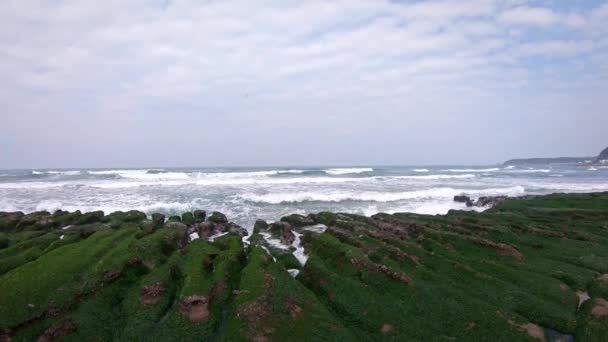 Drone Létá Laomei Green Reef New Taipei City Útesy Tvarů — Stock video