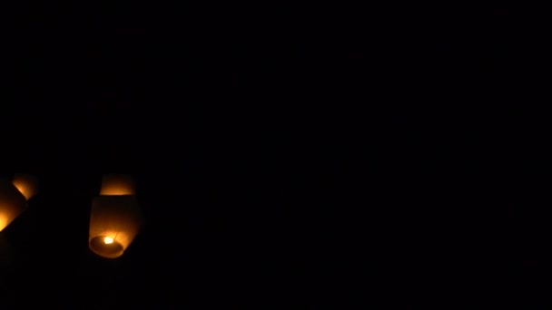 Many Asian Fire Lanterns Launching Buddhist Festival Chinese New Year — Stock Video