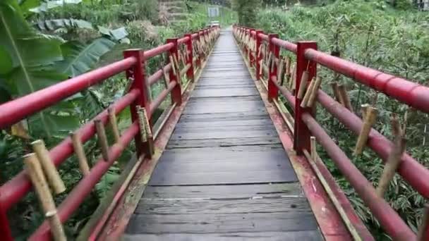 People Wrote Wish Bamboo Put Bridge Have Good Lucky Happy — Stock Video
