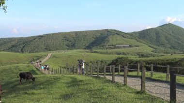 Taipei, Tayvan-13 Temmuz 2015: 4 bin Asyalı Yangmingshan, Tayvan-Dan 'deki Çete Dağı' nın güzellik gününde yürüyüş yapıyor.