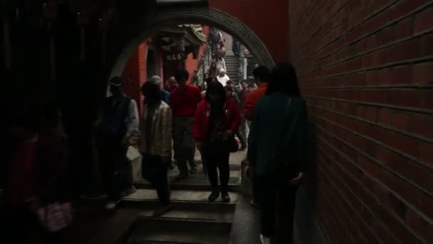 Lugang Taiwán Febrero 2015 Lugang Tianhou Temple Asian People Prayer — Vídeos de Stock