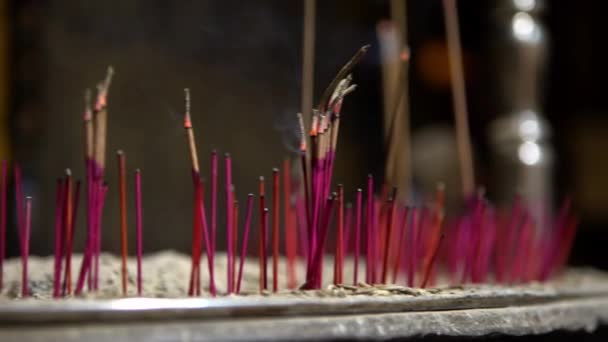 Incense Terbakar Kuil Kuno Asia Taiwan Kuil Adalah Tempat Pemujaan — Stok Video