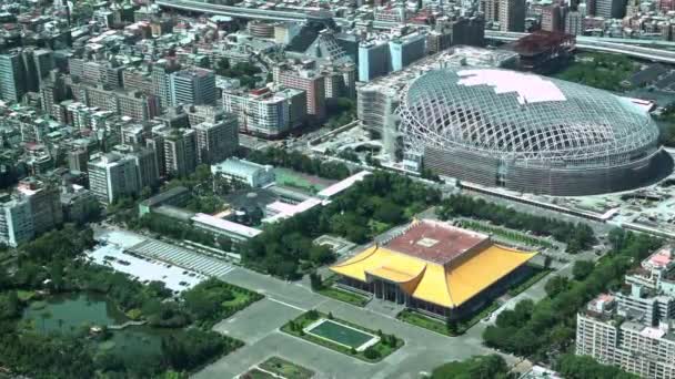 Taipei Deki Yat Sen Anıt Salonu Olimpiyat Stadyumu Nun Havacılık — Stok video