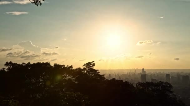 Vista Elevada Del Edificio Paisajístico Taipei 101 Con Puesta Sol — Vídeos de Stock