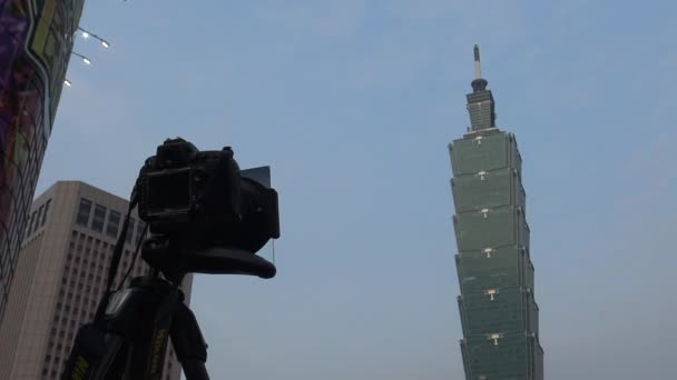 Taipei Tchaj Wan Březen 2016 Asijský Fotograf Fotografuje Slavnou Budovu — Stock video