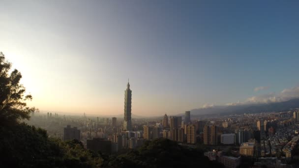 Taipei 101 Van Het Olifant Mountain Cityscape Taipei Skyscraper Taiwan — Stockvideo