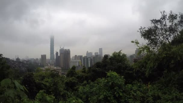 Timelapsed Rain Day Taipei 101 Elephant Mountain Cityscape Taipei Skyscraper — Video