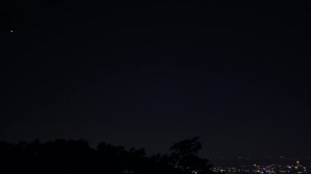 Véritable Orage Éclairs Dans Ciel Avec Construction Taipei 101 Nuit — Video