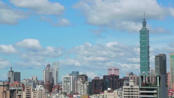 Taipei Cidade Taiwan Skyline Com Famoso Arranha Céu Taipei 101 — Vídeo de Stock