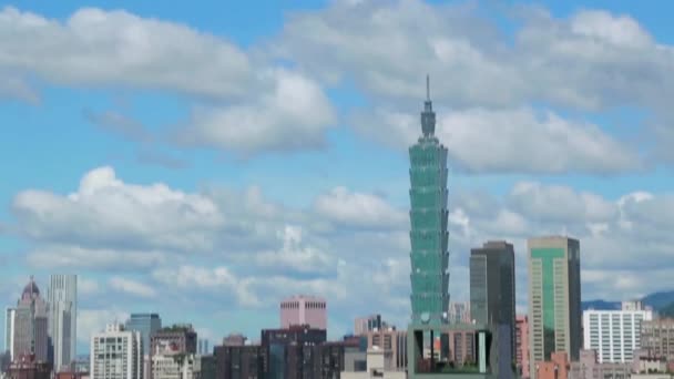 Taipei Város Tajvan Felhőkarcolója Híres Taipei 101 Felhőkarcolóval 2010 Világ — Stock videók
