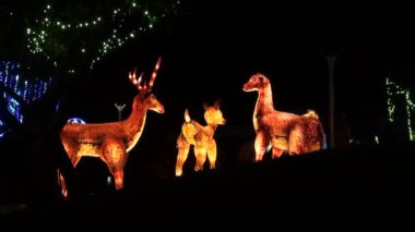 Taipei, Tayvan-15 Şubat 2014: Taipei Işık Festivali 'nde fener festivali, Aile Geyiği fenerleri - Dan' i kutlayın