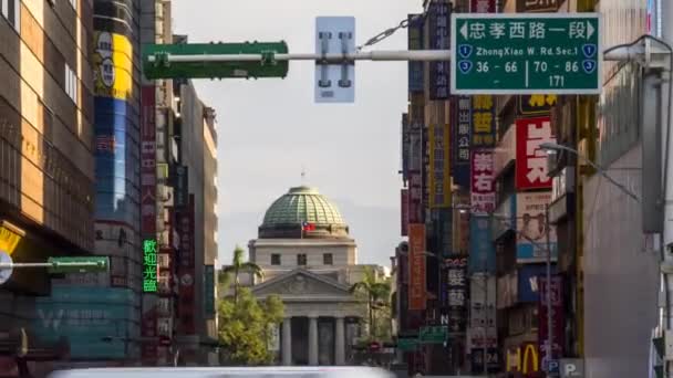 Taipeh Taiwan September 2017 Hyperlapse Street Mit Straßenverkehr Der Geschäftigen — Stockvideo