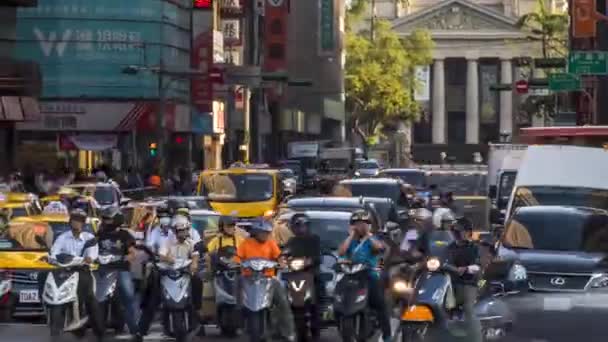 Taipei Taiwán Septiembre 2017 Calle Hyperlapse Con Tráfico Vehículos Conduciendo — Vídeos de Stock
