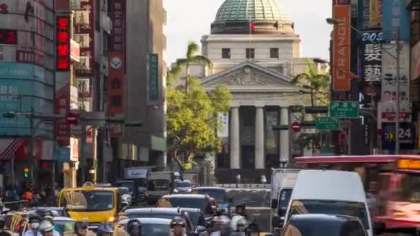 Taipei Taiwán Septiembre 2017 Calle Hyperlapse Con Tráfico Vehículos Conduciendo — Vídeos de Stock