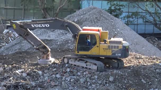 Taipei Taiwan Março 2016 Trabalhador Construção Civil Escavadora Ímã Trabalhando — Vídeo de Stock