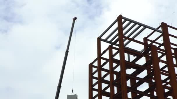 Kilátás Egy Nagy Emelkedésű Irodaházra Építés Alatt Egy Tajpeji City — Stock videók