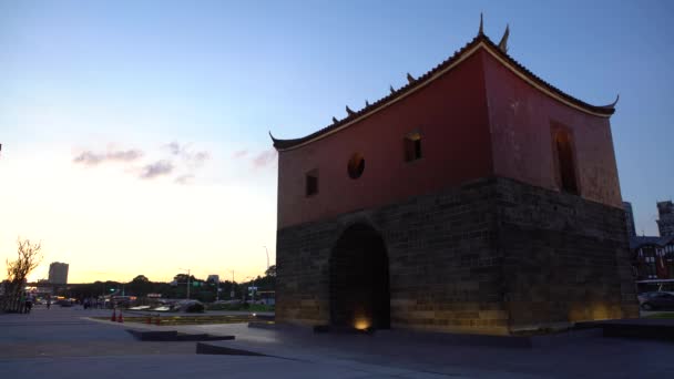 Taipei Taiwan August 2017 Historical Taipei North Gate Evening Sunset — Stock videók