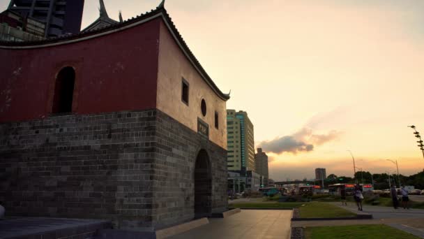 Taipeh Taiwan August 2017 Schönes Historisches Taipei North Gate Abend — Stockvideo