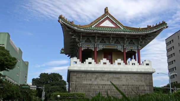 Tajpej Pomocnicza Południowa Brama Tajwanie Piękne Błękitne Niebo Letni Dzień — Wideo stockowe