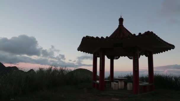 Kinesisk Paviljong Utsikt Från Teapot Mountain Jinguashi Stad New Taipei — Stockvideo