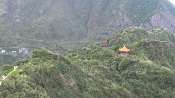 Kinesisk Paviljong Utsikt Från Teapot Mountain Jinguashi Stad New Taipei — Stockvideo