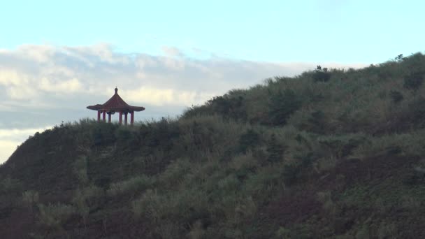 Chiński Pawilon Widok Miasta Teapot Mountain Jinguashi Nowym Tajpej Pobliżu — Wideo stockowe