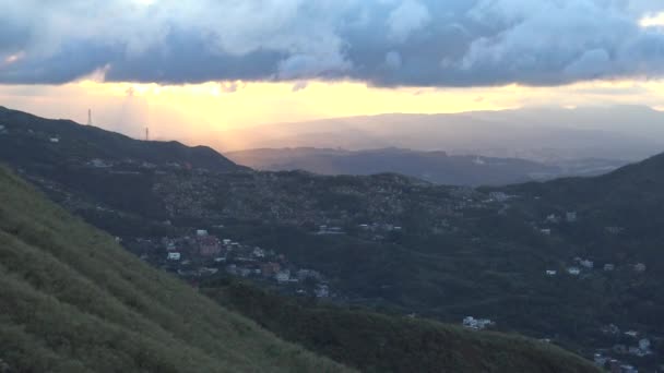 Vista Desde Ciudad Teapot Mountain Jinguashi Con Puesta Sol New — Vídeos de Stock