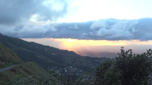 Blick Vom Teapot Mountain Jinguashi Stadt Mit Sonnenuntergang New Taipei — Stockvideo