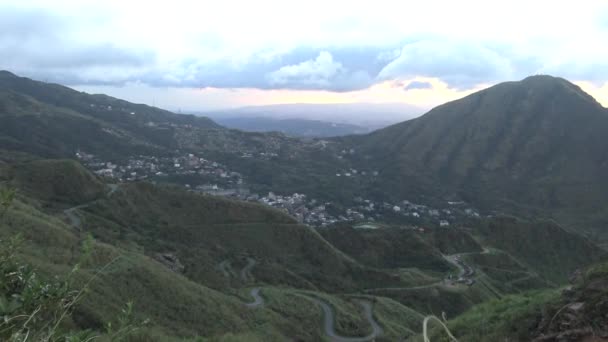 Utsikt Från Teapot Mountain Jinguashi Stad Med Solnedgång New Taipei — Stockvideo