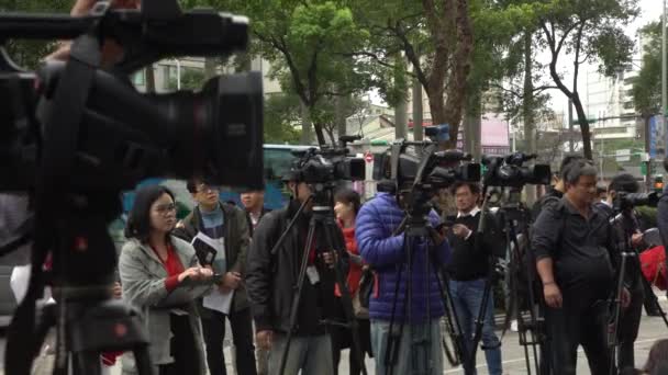 Tajpej Tajwan Marzec 2018 Duża Liczba Dziennikarzy Dziennikarzy Wydarzeniu Nadawczym — Wideo stockowe