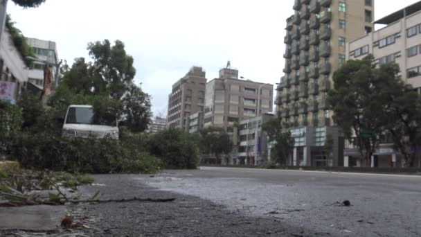 Road Damage Tropical Storm Hits Taiwan Typhoon Soudelor Dan — стокове відео