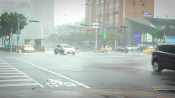 Taipei Taiwan Szeptember 2016 Extreme Wind Rain Super Typhoon Megi — Stock videók