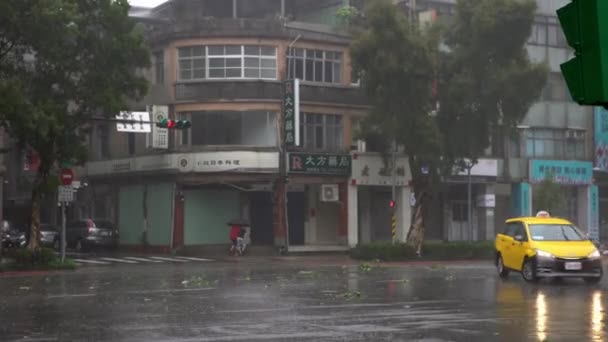 Tajpej Tajwan Września 2016 Extreme Wind Rain Podczas Super Tajfun — Wideo stockowe