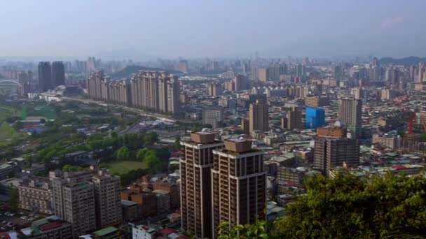 Vista Superior Centro Cidade Taipei Partir Montanha Bela Vista Aérea — Vídeo de Stock