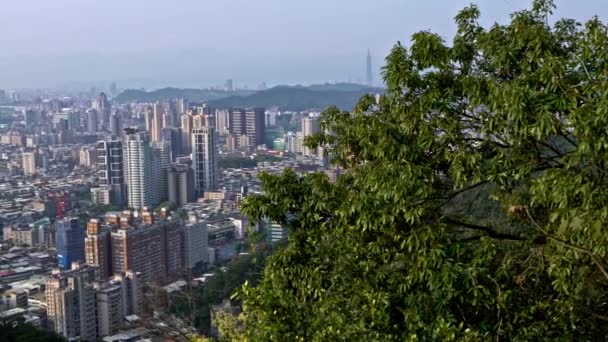 Vista Superior Ciudad Taipei Desde Montaña Hermosa Vista Aérea Del — Vídeos de Stock
