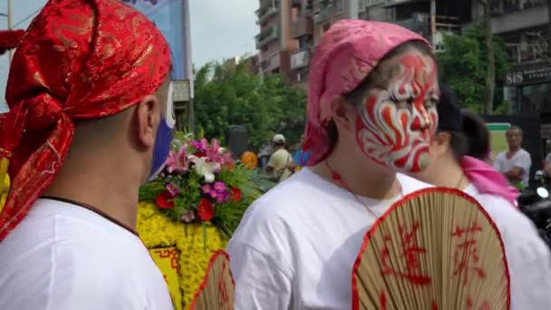 Тайбей Тайвань Травня 2017 Portrait Guard Face Painting Procession Taiwan — стокове відео